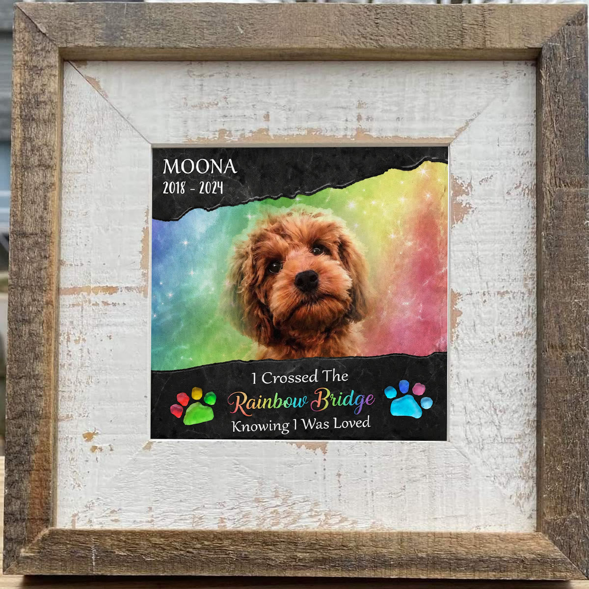 Personalized Rainbow Bridge Pet Memorial Sea Glass Framed Art - image 3