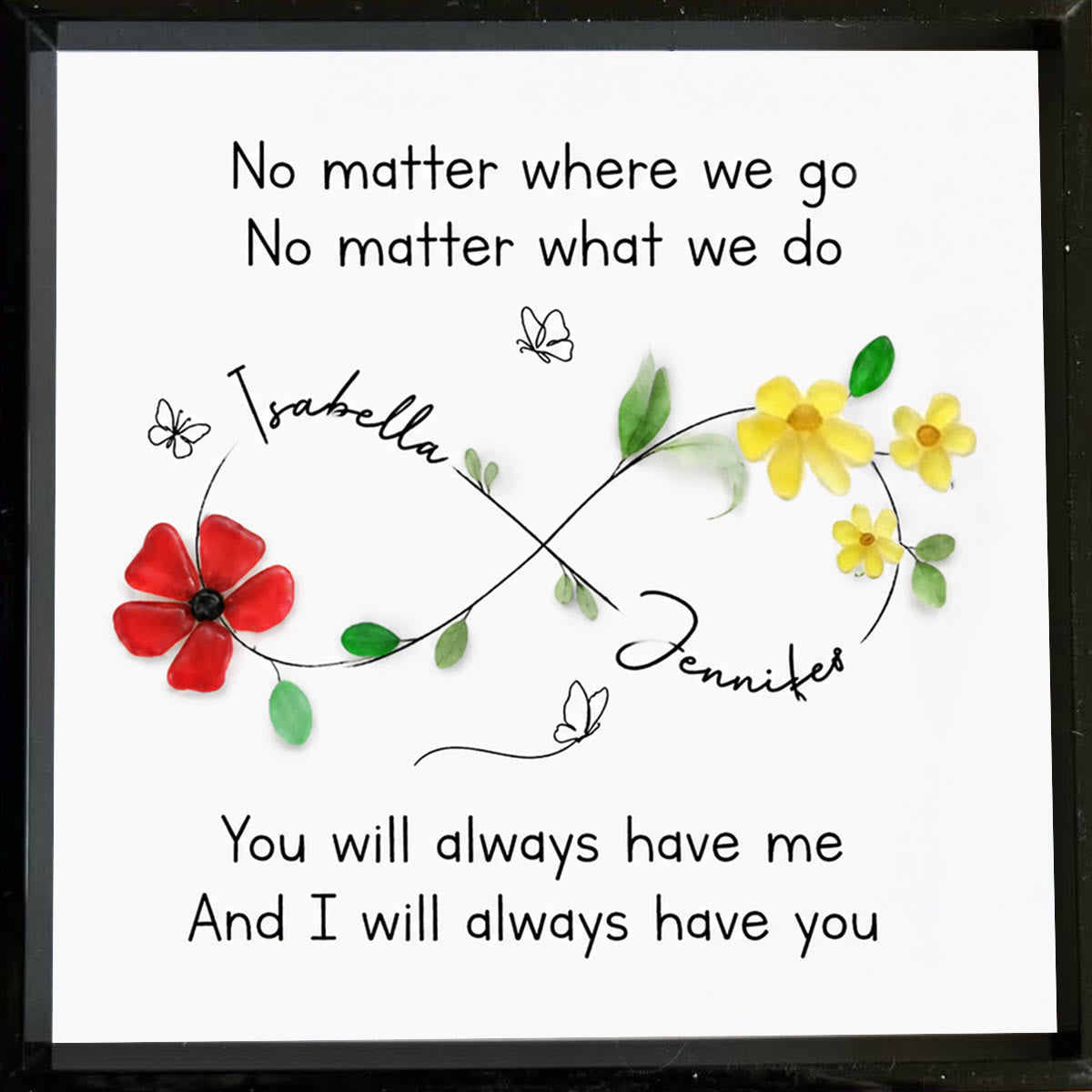 Infinity Symbol Custom Friendship Names Sea Glass Framed Art - image 3