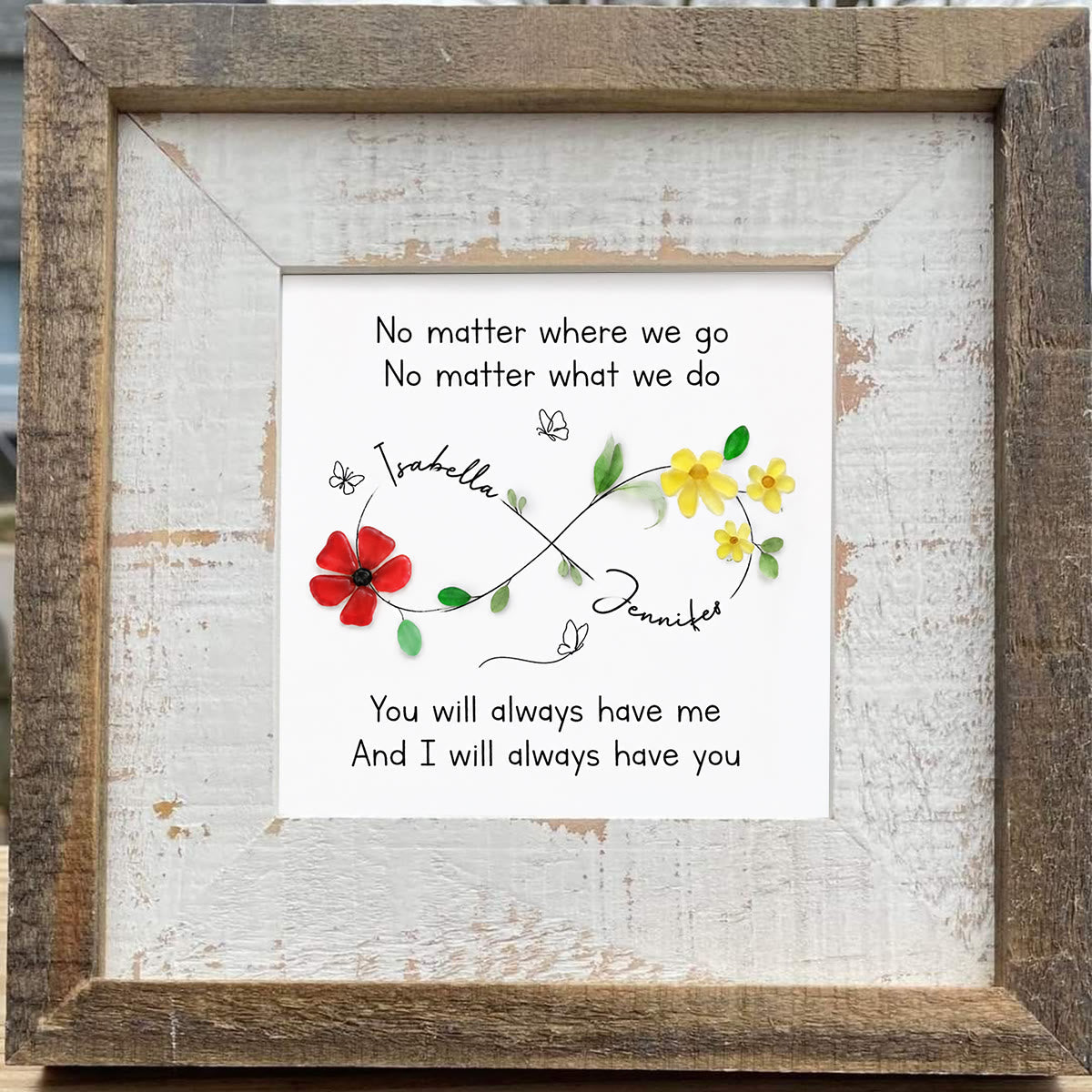Infinity Symbol Custom Friendship Names Sea Glass Framed Art - image 4