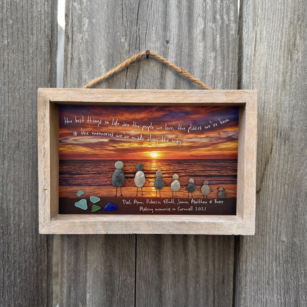 "Best Things In Life" Custom Family Names & Year Sea Glass Framed Art - image 7