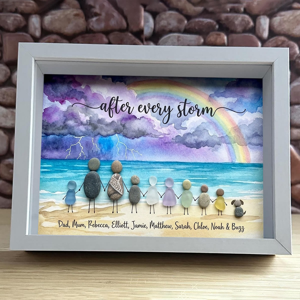 "After Every Storm" Custom Family Names Sea Glass Framed Art - image 5