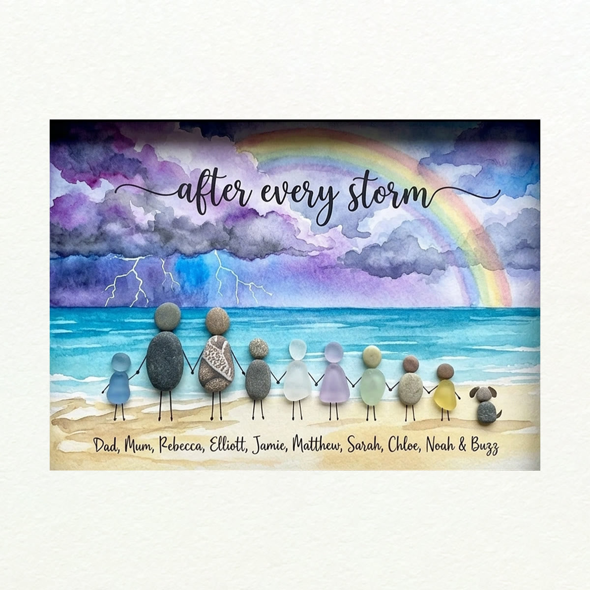"After Every Storm" Custom Family Names Sea Glass Framed Art - image 2