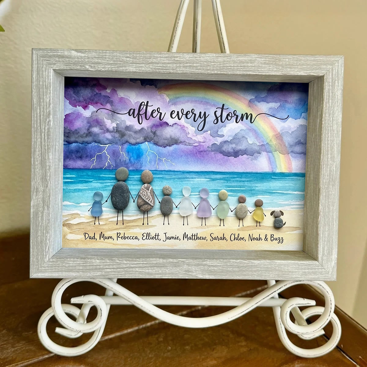 "After Every Storm" Custom Family Names Sea Glass Framed Art - image 6