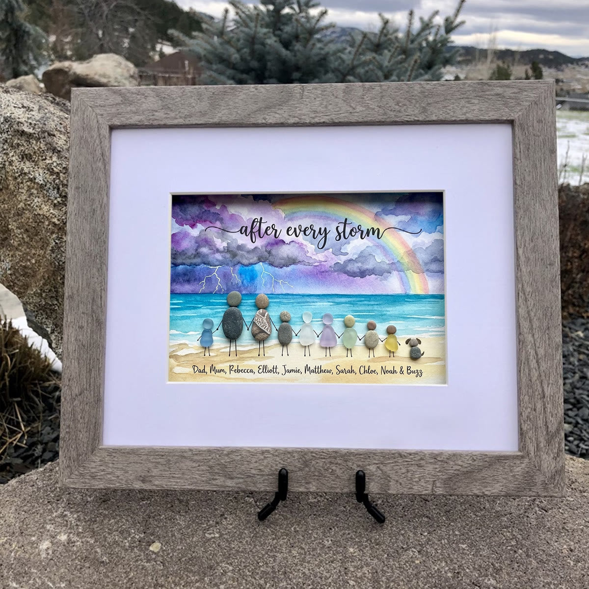 "After Every Storm" Custom Family Names Sea Glass Framed Art - image 3