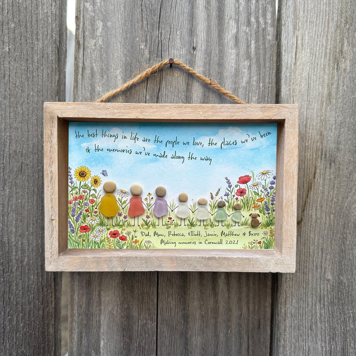 Meadow Wildflower Custom Names & Date Family Sea Glass Framed Art - image 7