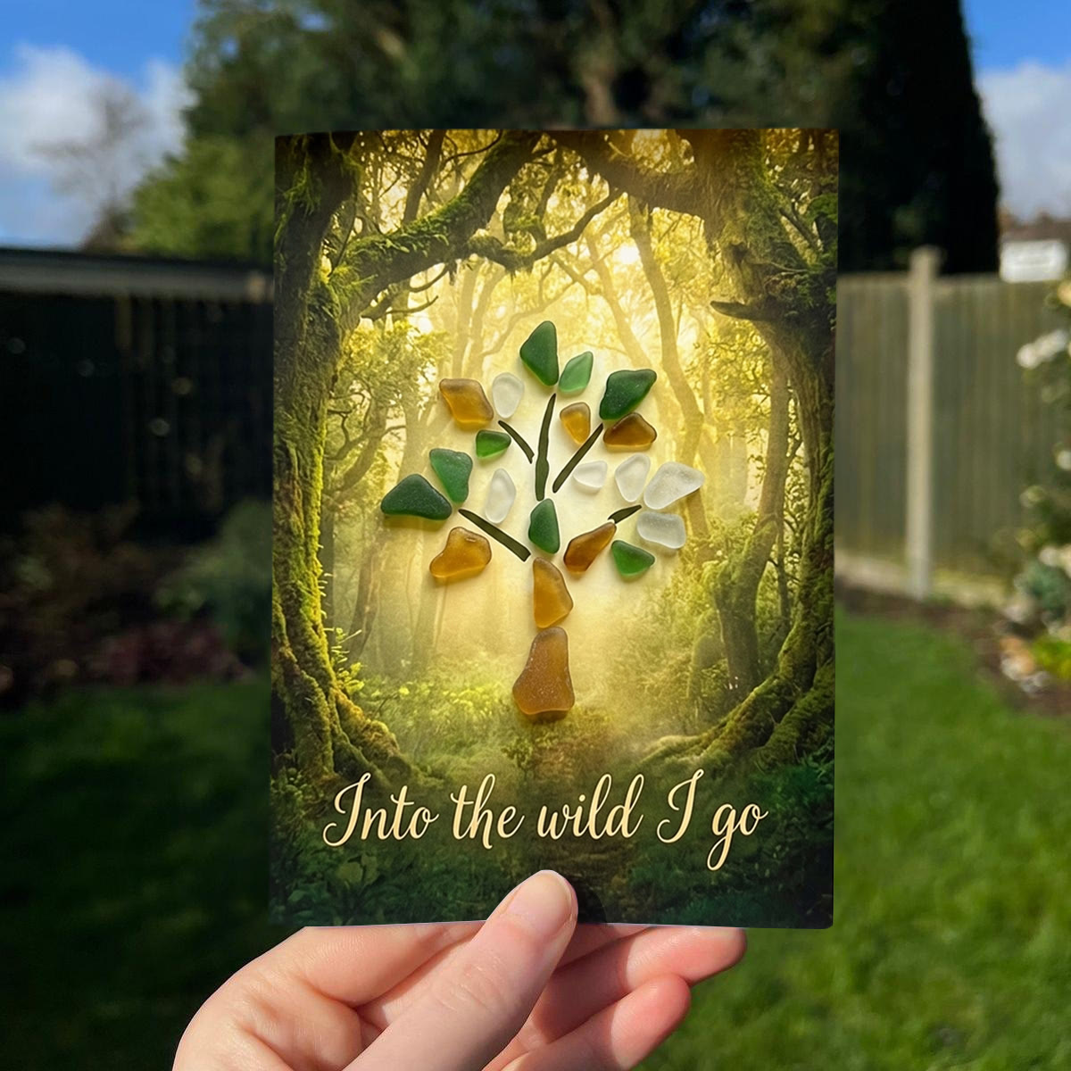 Wanderlust Soul Tree Of Life Sea Glass Framed Art - Seaglass Card - 8" X 6" - image 1