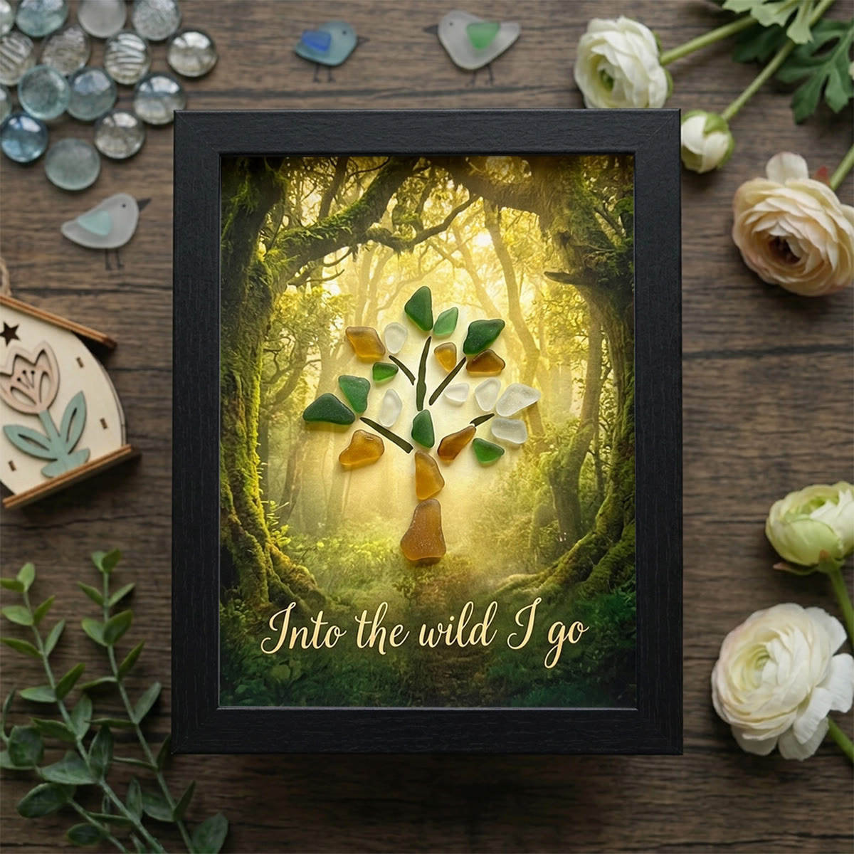 Wanderlust Soul Tree Of Life Sea Glass Framed Art - Black - 8" X 6" - image 8