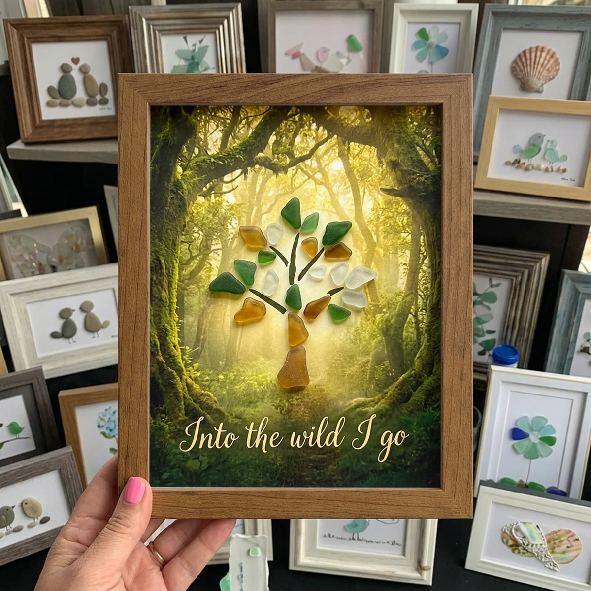 Wanderlust Soul Tree Of Life Sea Glass Framed Art - Walnut Brown - 8" X 6" - image 7