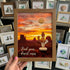 Find Your Desert Oasis Sunset Cactus Sea Glass Framed Art - Walnut Brown - 8" X 6" - image 7