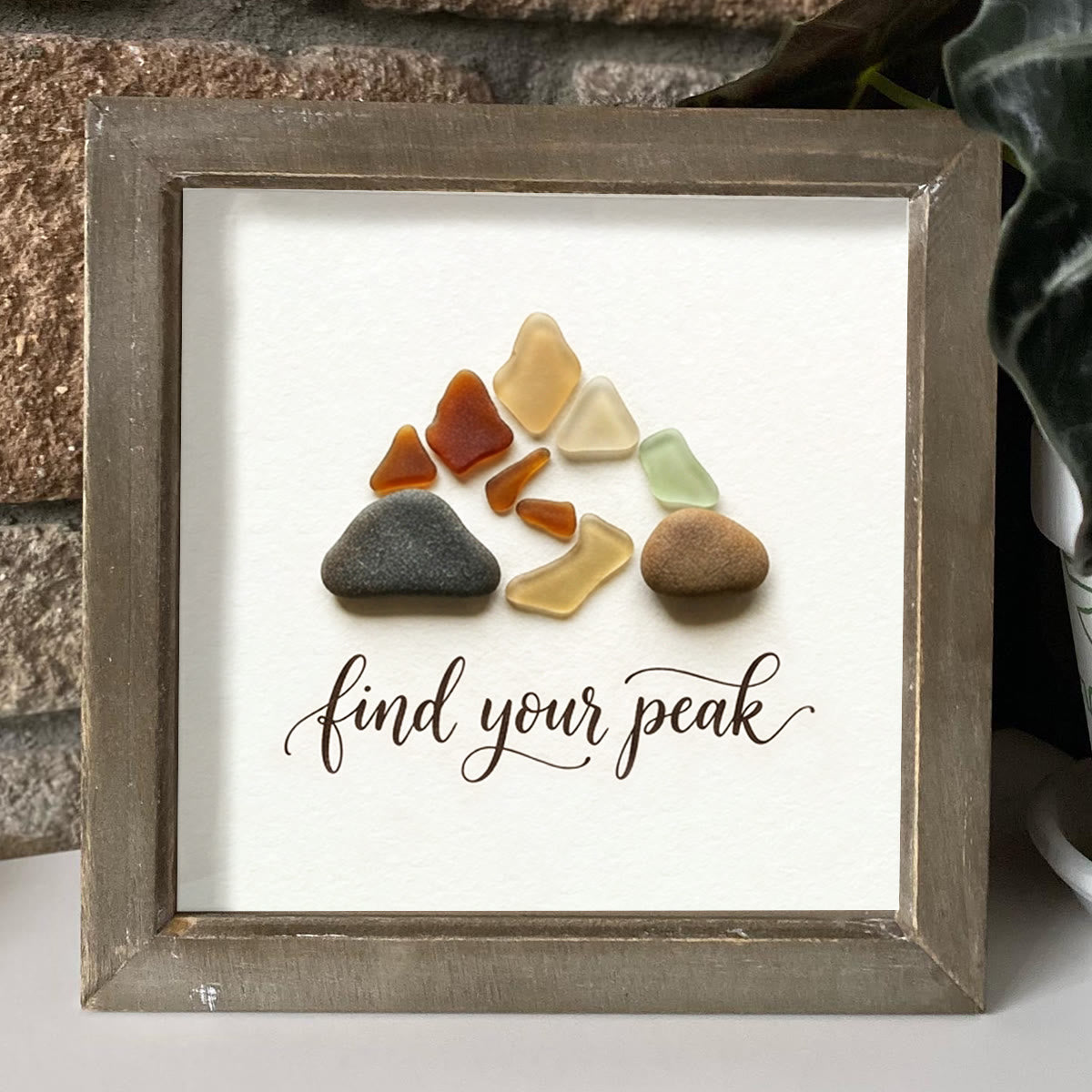 Motivational Range Rustic Mountain Sea Glass Framed Art - image 2