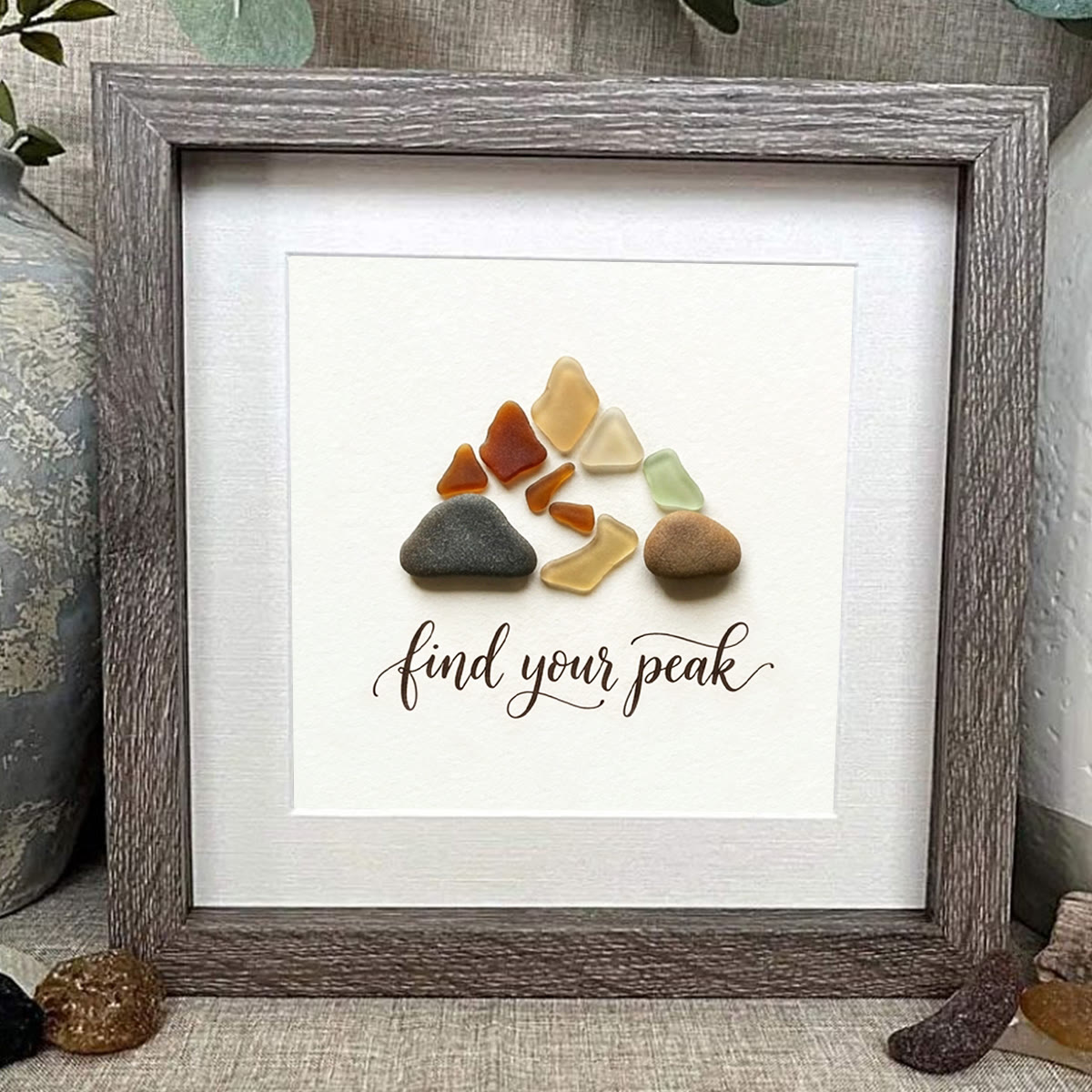 Motivational Range Rustic Mountain Sea Glass Framed Art - image 0