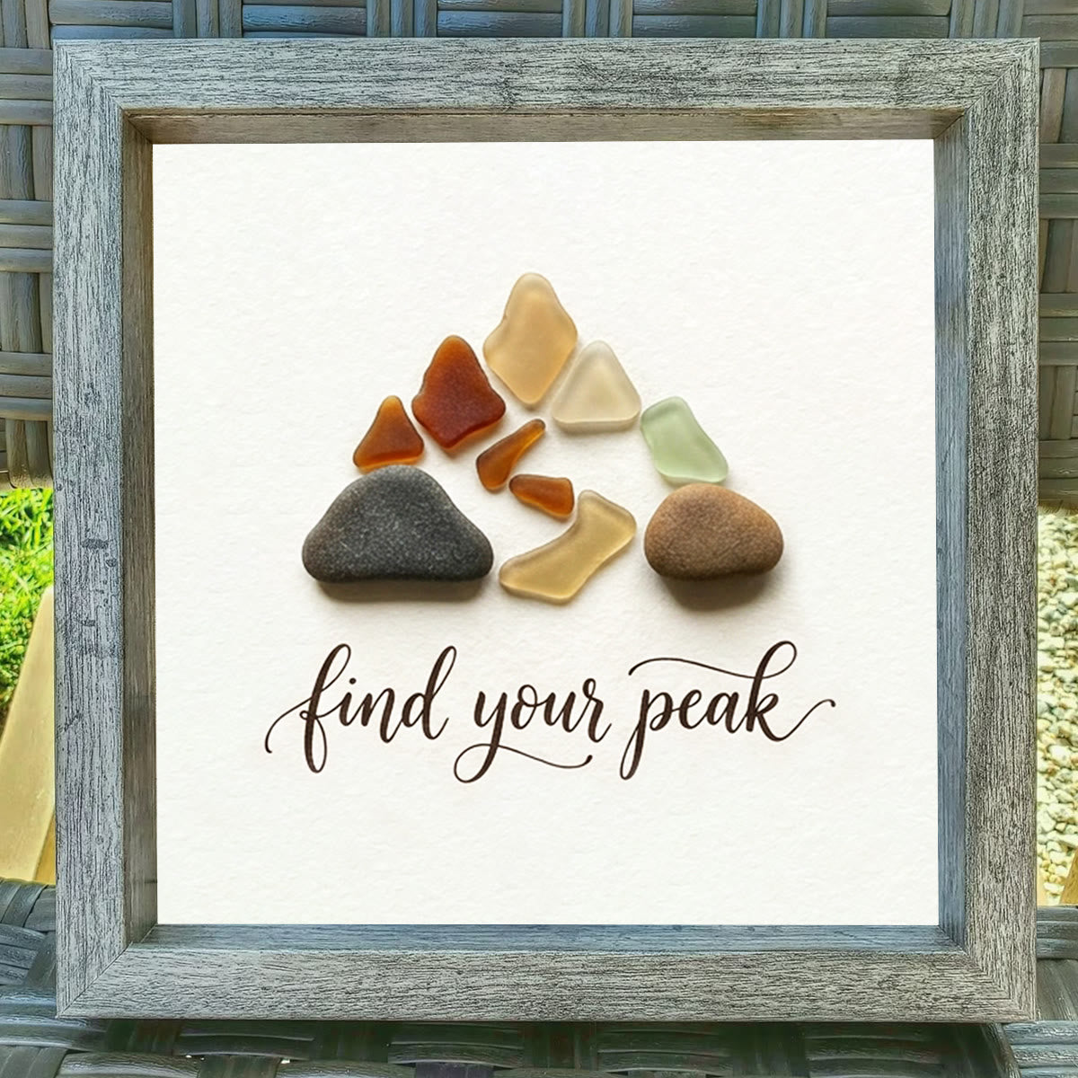 Motivational Range Rustic Mountain Sea Glass Framed Art - image 4