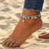 Boho Sea Charm Double Strand Turquoise Beaded Anklet - image 1