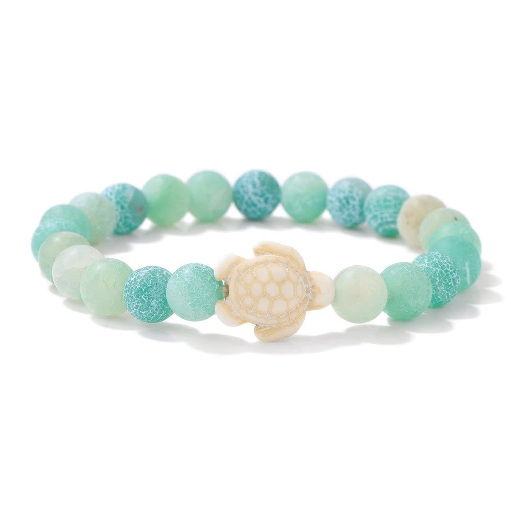 Ocean Agate Sea Turtle Beaded Stretch Bracelet - Recycled Sea Glass Beads Supporting Ocean Cleanup - image 11