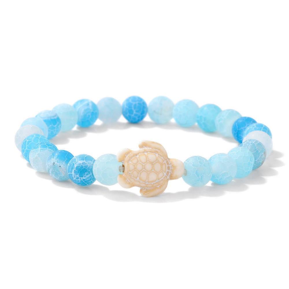 Ocean Agate Sea Turtle Beaded Stretch Bracelet - Recycled Sea Glass Beads Supporting Ocean Cleanup - image 9