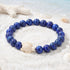 Ocean Agate Sea Turtle Beaded Stretch Bracelet - Recycled Sea Glass Beads Supporting Ocean Cleanup - Lapis Lazuli - 7.48"/19cm - image 18