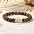 Ocean Agate Sea Turtle Beaded Stretch Bracelet - Recycled Sea Glass Beads Supporting Ocean Cleanup - Tiger Eye Stone - 7.48"/19cm - image 16
