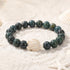 Ocean Agate Sea Turtle Beaded Stretch Bracelet - Recycled Sea Glass Beads Supporting Ocean Cleanup - Ocean Grass Agate - 7.48"/19cm - image 14