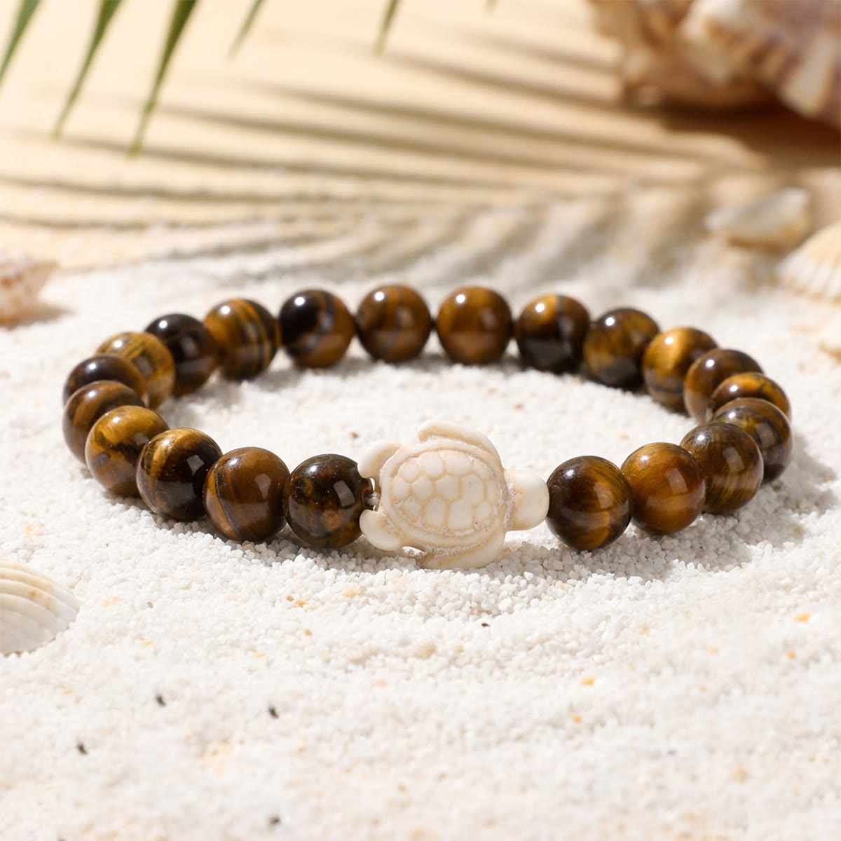 FREE Today: Ocean Agate Sea Turtle Beaded Stretch Bracelet - Recycled Sea Glass Beads Supporting Ocean Cleanup - Tiger Eye Stone - 7.48"/19cm - image 16