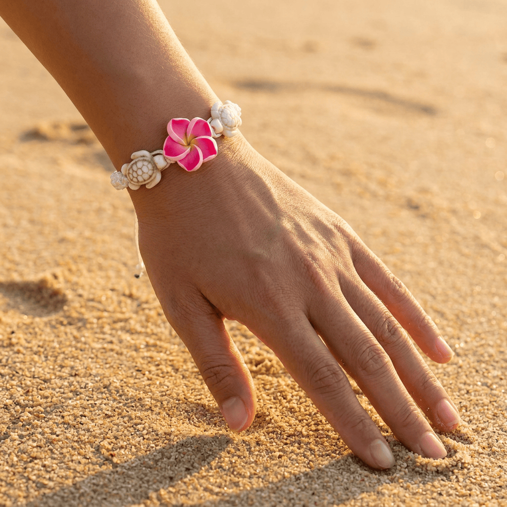 Hand-Woven Plumeria & Sea Turtle Rope Bracelet- Recycled Ocean Jewelry That Restores Marine Habitats - image 8