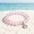 Save the Dolphins Recycled Glass Bracelet – Dolphin Pendant With 8mm Frosted Gold-Speckled Glass Beads - Light Purple - Approx. 6.93"/17.6cm - image 14
