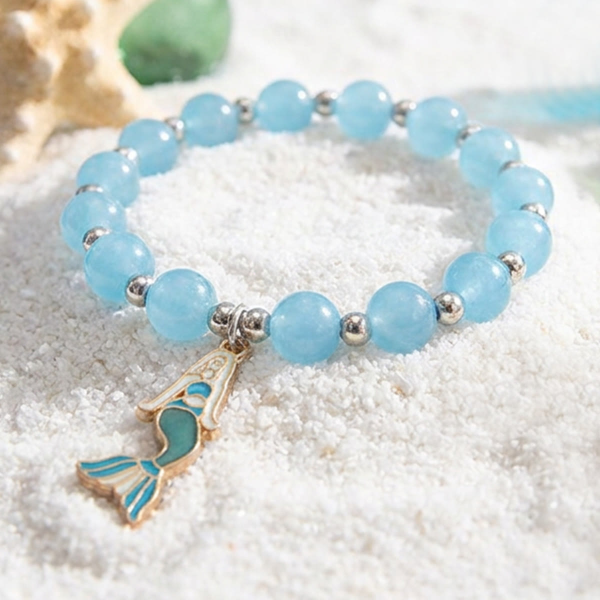 Cute Enamel Ocean Charm Stretch Bracelet - Blue Mermaid - image 20