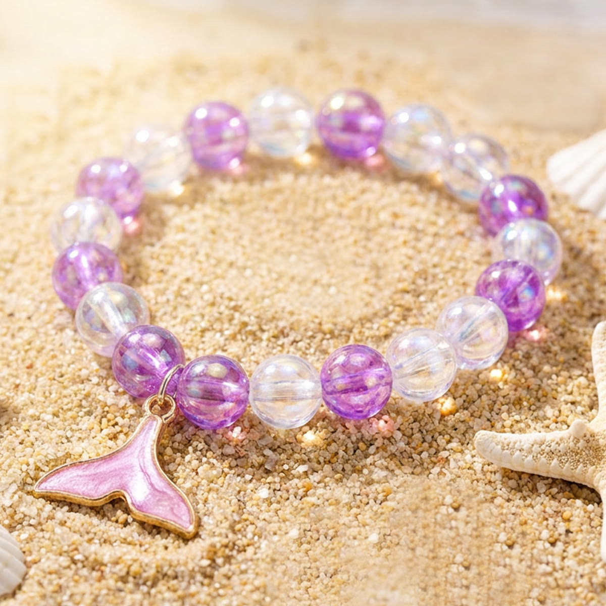 Cute Enamel Ocean Charm Stretch Bracelet - Purple Fishtail - image 10