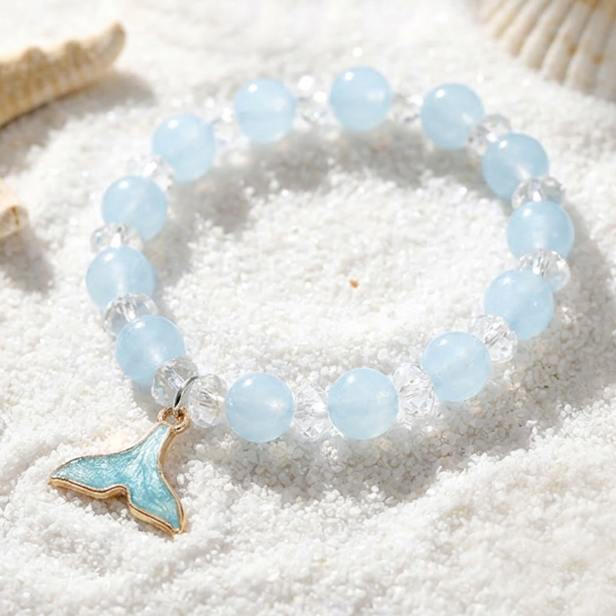 Cute Enamel Ocean Charm Stretch Bracelet - Blue Fishtail - image 18