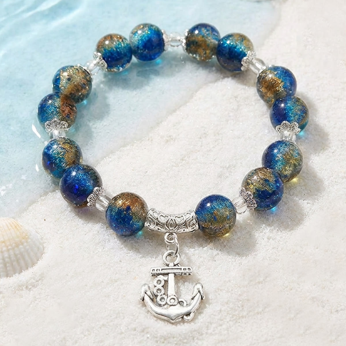 Nautical Charm Coloured Glaze Beaded Stretch Bracelet - image 5