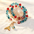 Teal & Red Whale Tail Charm Double Layer Glass Bead Bracelet - Recycled Sea Glass That Cleans Our Shores - image 1