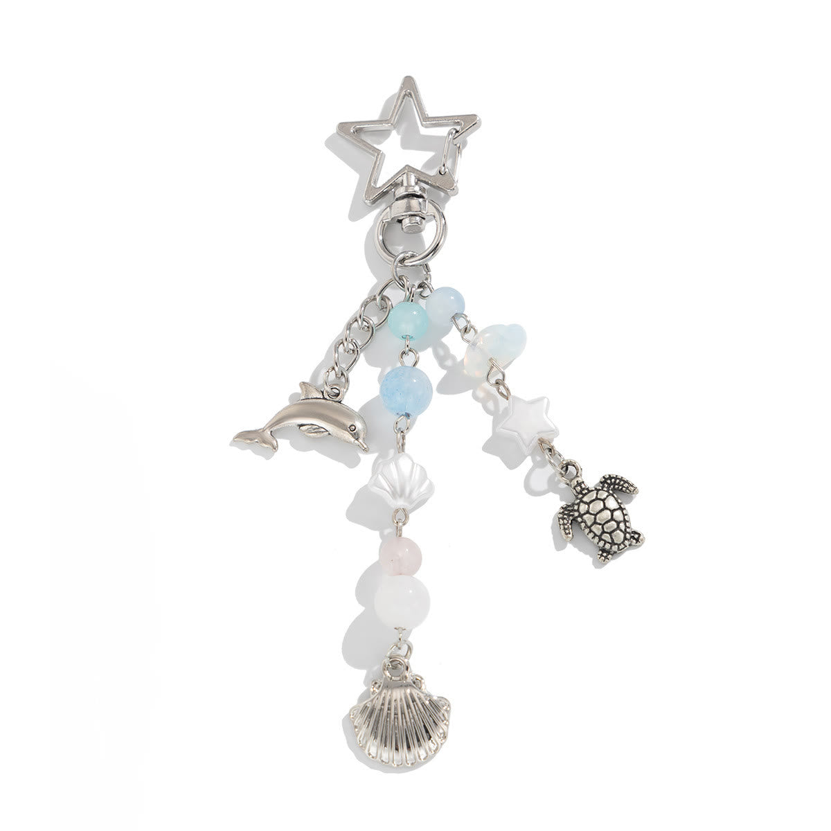 Mermaidcore Seashell & Dolphin Star Clasp Keychain - image 5