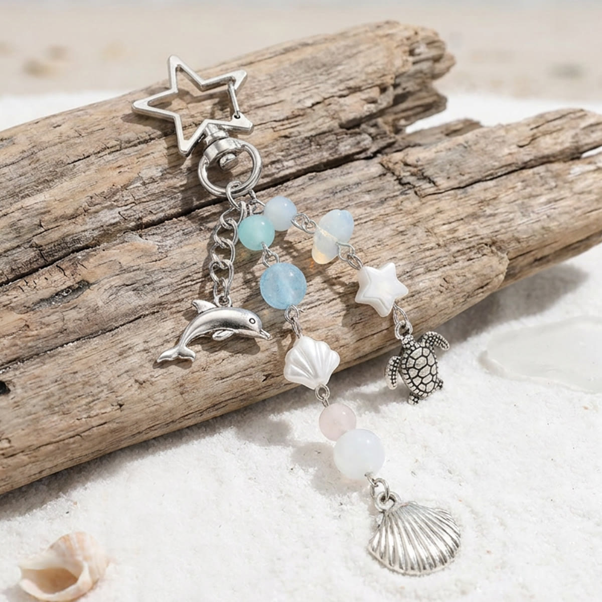 Mermaidcore Seashell & Dolphin Star Clasp Keychain - image 4