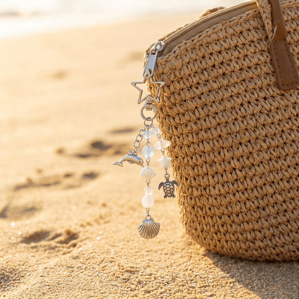 Mermaidcore Seashell & Dolphin Star Clasp Keychain - image 1