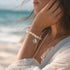 Save Marine Animals Seahorse Pendant Bracelet – Recycled 8mm Frosted Gold-Speckled Glass Beads - image 1