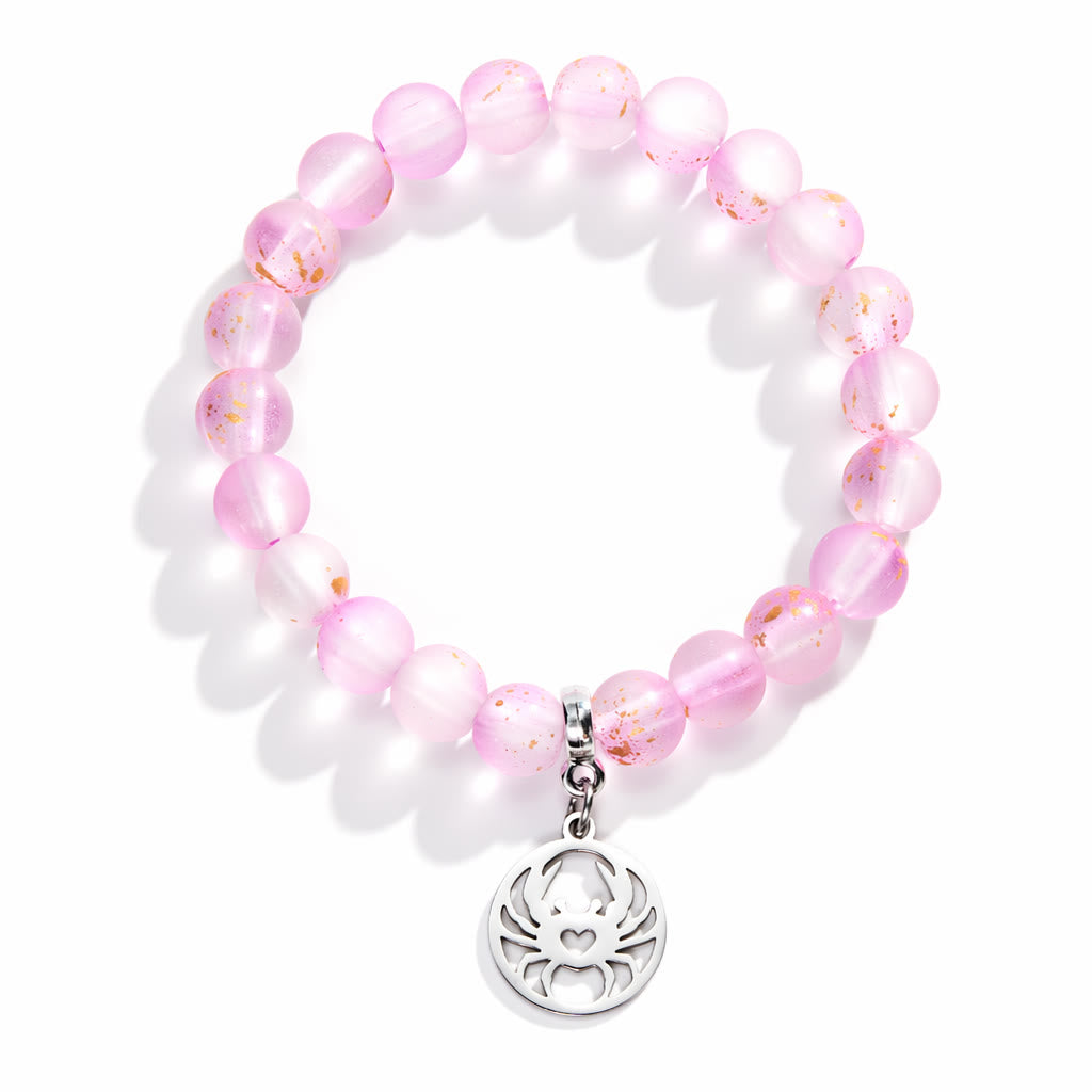 Crab Ocean Protector Reborn Bracelet – Recycled 8mm Frosted Gold-Speckled Glass Beads - image 15