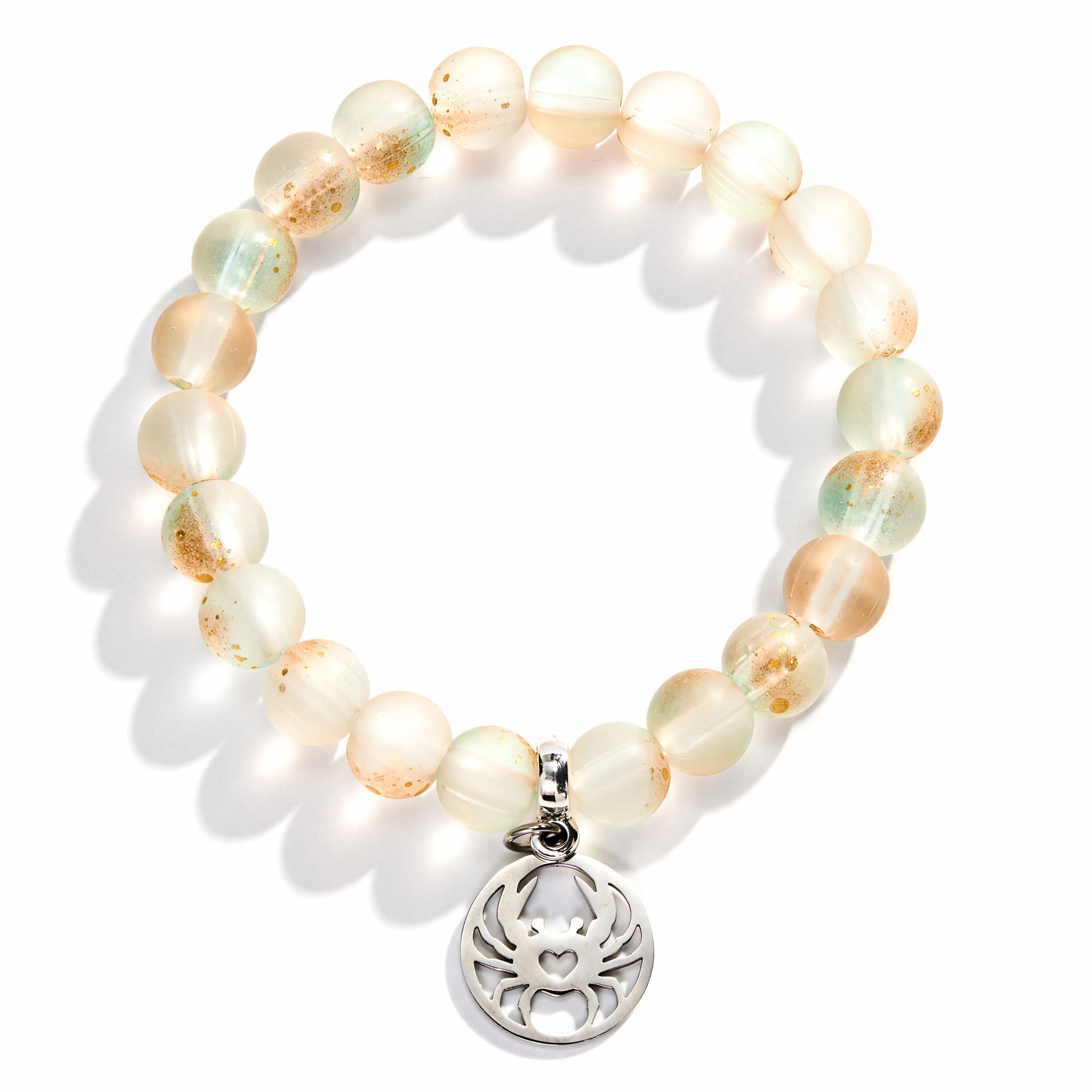 Crab Ocean Protector Reborn Bracelet – Recycled 8mm Frosted Gold-Speckled Glass Beads - image 9