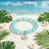 Crab Ocean Protector Reborn Bracelet – Recycled 8mm Frosted Gold-Speckled Glass Beads - Blue - Approx. 6.93"/17.6cm - image 2