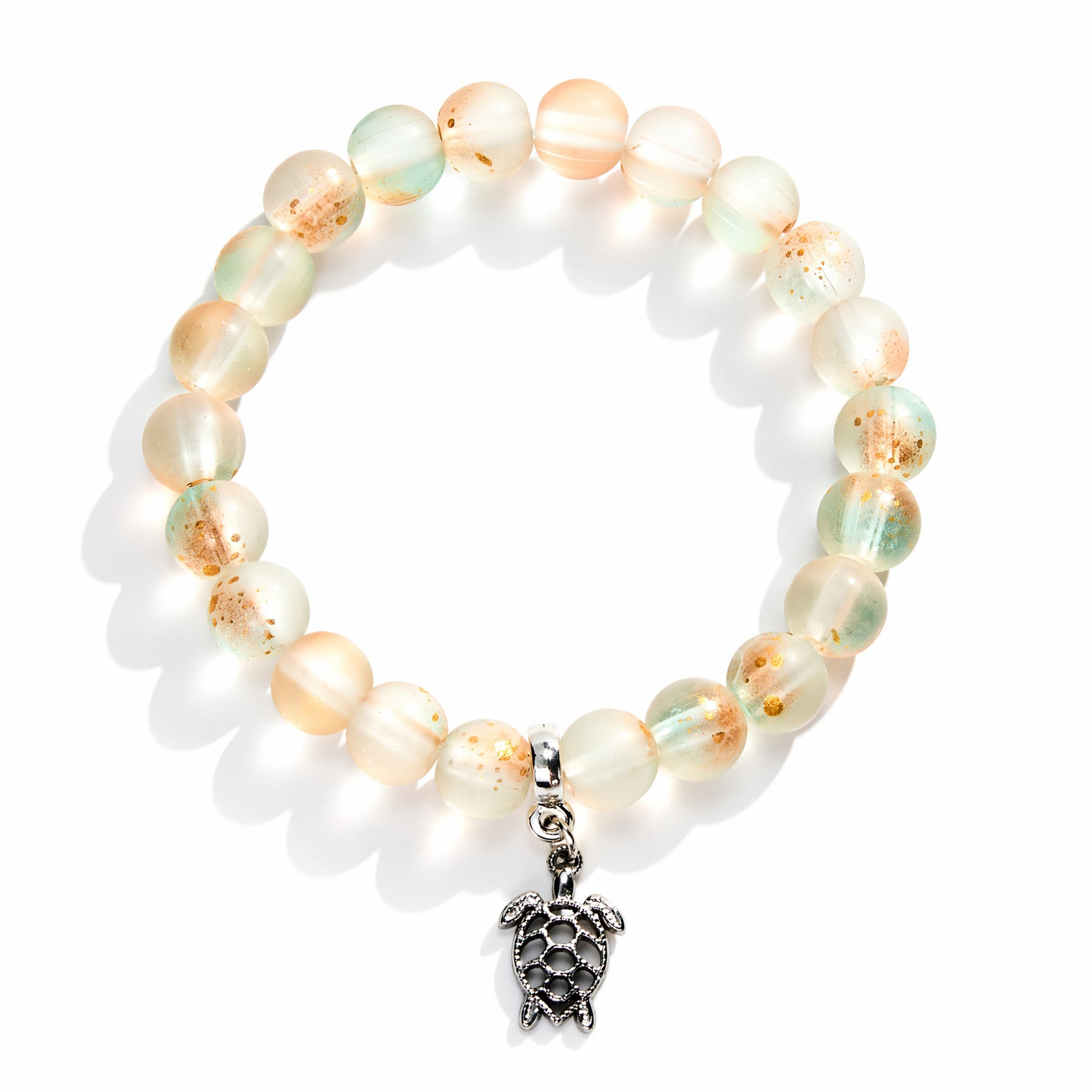 Supporting Ocean Cleanup Turtle Haven Reborn Bracelet – Recycled 8mm Frosted Gold-Speckled Glass Beads - image 9