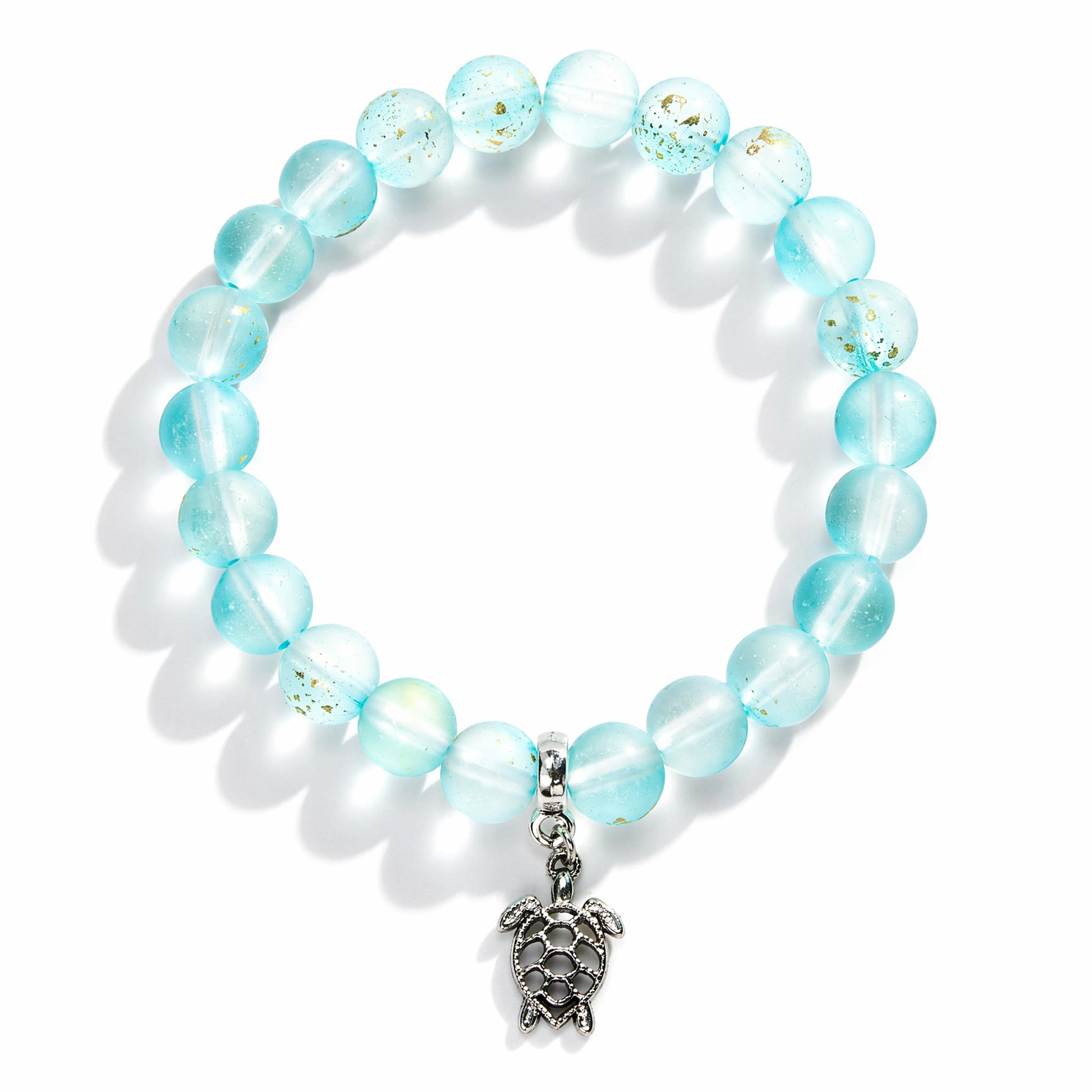 Supporting Ocean Cleanup Turtle Haven Reborn Bracelet – Recycled 8mm Frosted Gold-Speckled Glass Beads - image 7