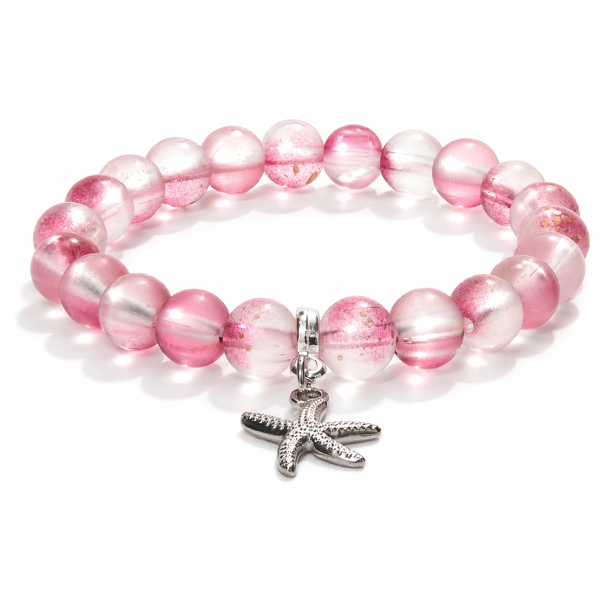Protect Marine Life Starfish Savior Reborn Bracelet – Recycled 8mm Frosted Gold-Speckled Glass Beads - image 0
