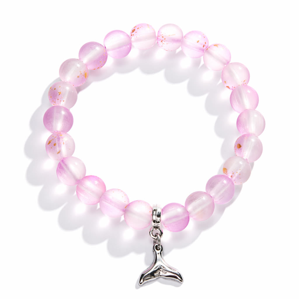 Supporting Ocean Cleanup Whale Tail Rescue Bracelet – Recycled 8mm Frosted Gold-Speckled Glass Beads - image 15