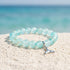 Supporting Ocean Cleanup Whale Tail Rescue Bracelet – Recycled 8mm Frosted Gold-Speckled Glass Beads - Blue - Approx. 6.93"/17.6cm - image 10