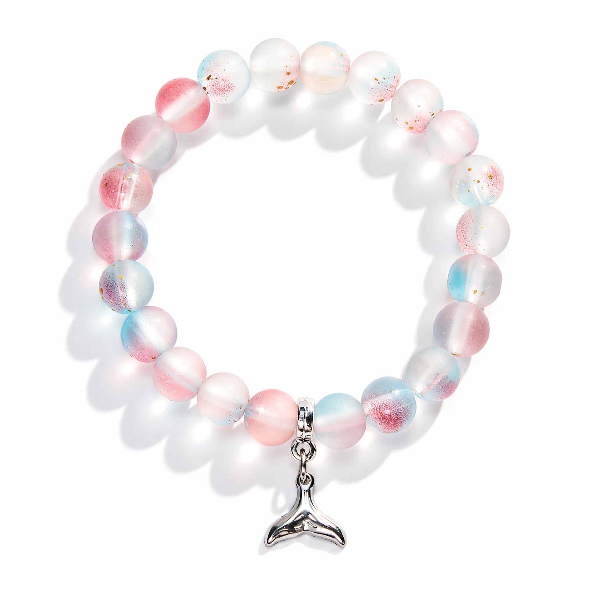Supporting Ocean Cleanup Whale Tail Rescue Bracelet – Recycled 8mm Frosted Gold-Speckled Glass Beads - image 13