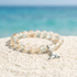 Supporting Ocean Cleanup Whale Tail Rescue Bracelet – Recycled 8mm Frosted Gold-Speckled Glass Beads - Orange Blue - Approx. 6.93"/17.6cm - image 2