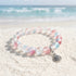 Protect Ocean Life Shell Pendant Rescue Bracelet – Recycled 8mm Frosted Gold-Speckled Glass Beads - Red Blue - Approx. 6.93"/17.6cm - image 14