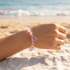 Protect Ocean Life Shell Pendant Rescue Bracelet – Recycled 8mm Frosted Gold-Speckled Glass Beads - image 1
