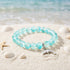 Protect Dolphins & Marine Life Rescue Bracelet – Recycled 8mm Frosted Gold-Speckled Glass Beads - Blue - Approx. 6.93"/17.6cm - image 12