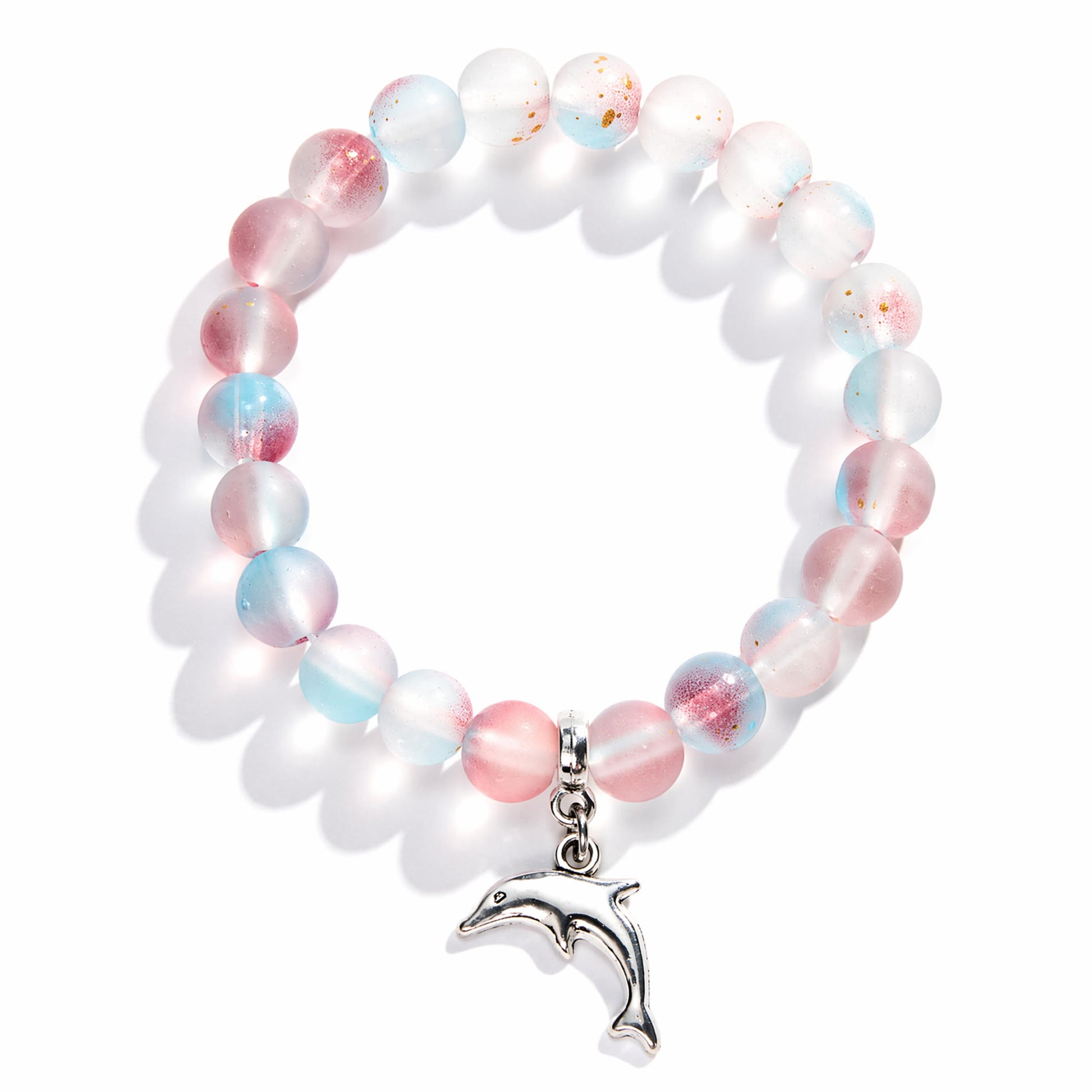 Protect Dolphins & Marine Life Rescue Bracelet – Recycled 8mm Frosted Gold-Speckled Glass Beads - image 15