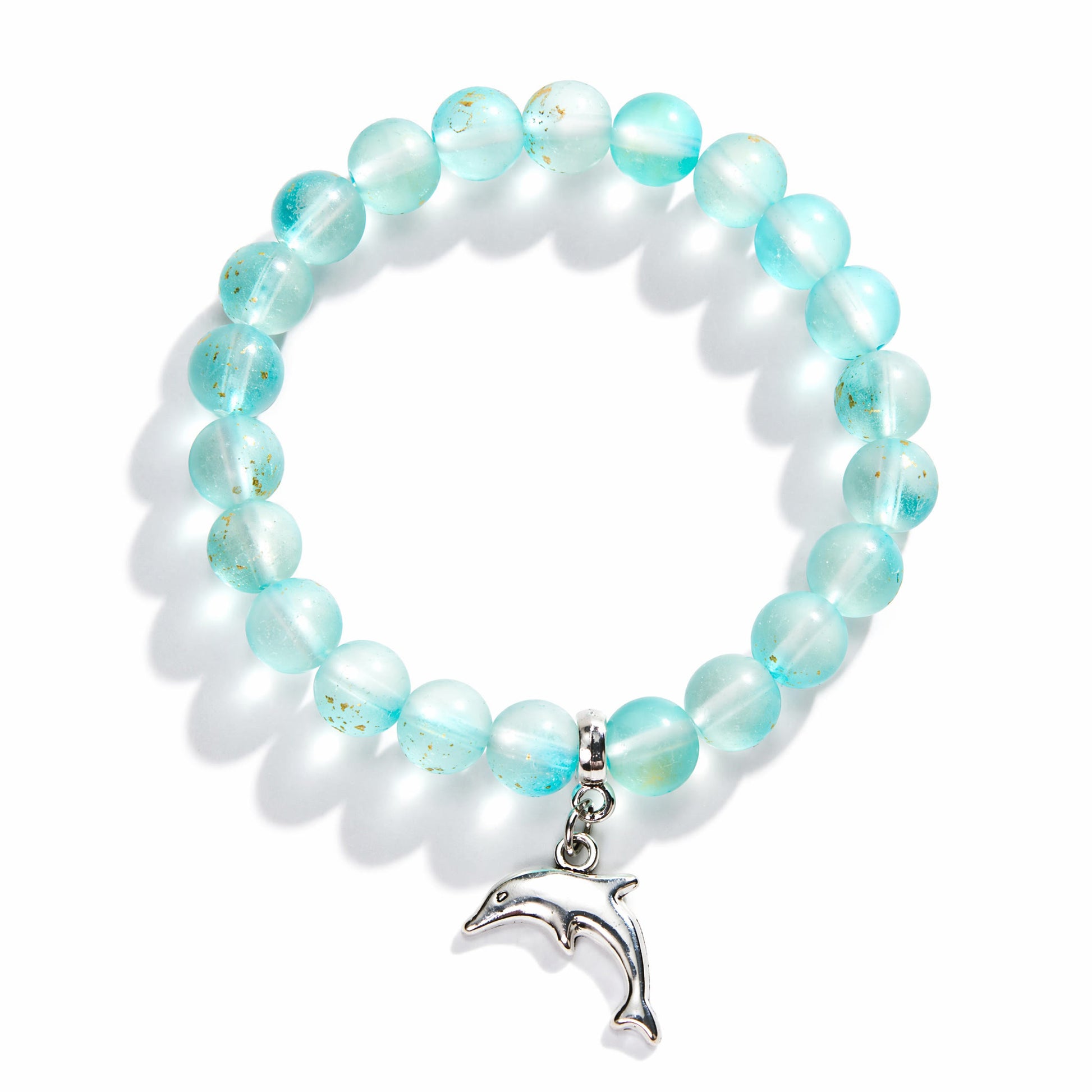 Protect Dolphins & Marine Life Rescue Bracelet – Recycled 8mm Frosted Gold-Speckled Glass Beads - image 13