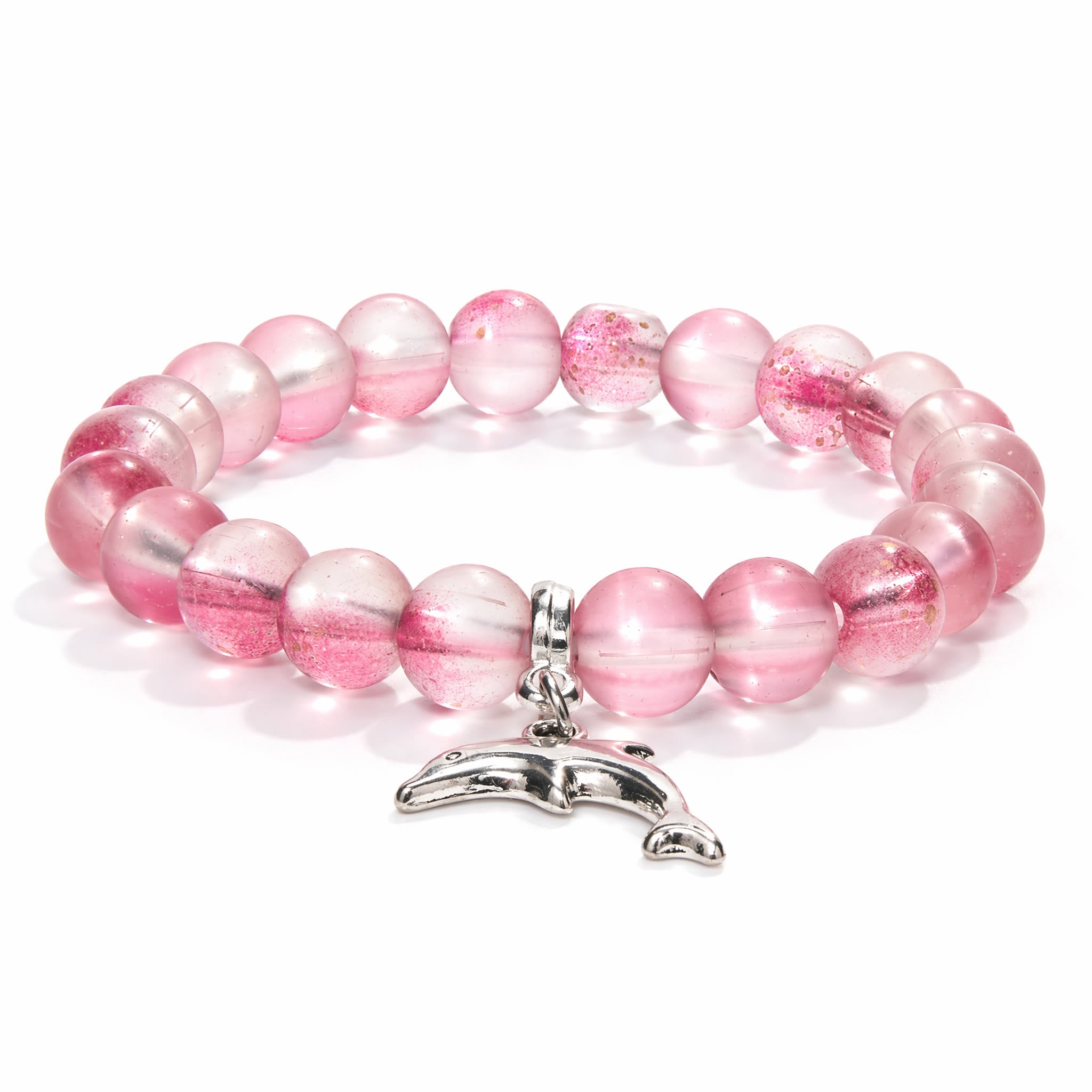 Protect Dolphins & Marine Life Rescue Bracelet – Recycled 8mm Frosted Gold-Speckled Glass Beads - image 0